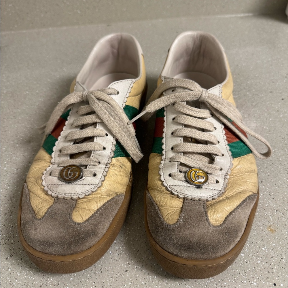 Gucci G74 Web Low Oatmeal sneakers